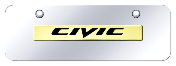 Honda Civic Gold on Chrome 3D Bar Mini License Plate - CIV.N.GCM