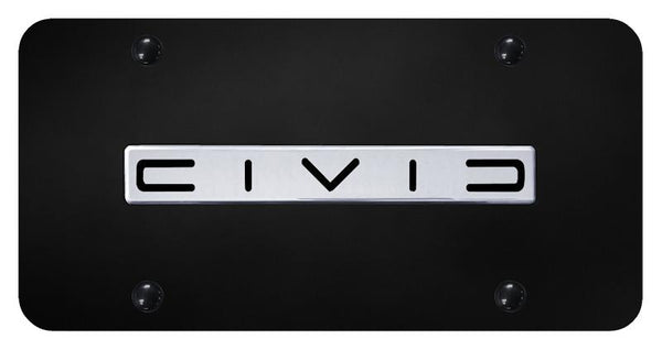 Honda Civic Chrome on Black 3D Bar License Plate - CIVC.N.CB