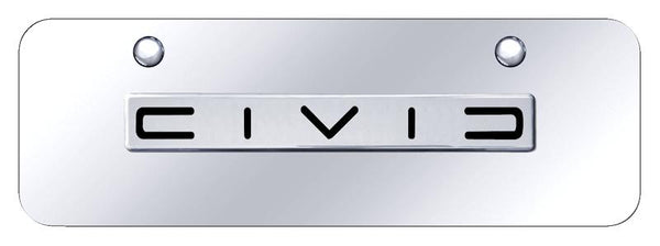 Honda Civic Chrome on Chrome 3D Bar Mini License Plate - CIVC.N.CCM