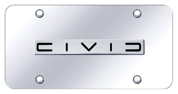 Honda Civic Chrome on Chrome 3D Bar License Plate - CIVC.N.CC