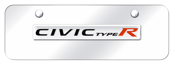 Honda Civic Type R Name Mini Plate - Chrome on Mirrored License Plate - CIVR.N.CCM