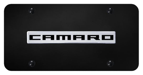 Chevrolet Camaro Chrome on Black 3D Bar License Plate - CMR.N.CB