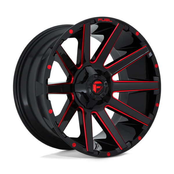 Fuel 1PC D643 CONTRA GLOSS BLACK RED TINTED CLEAR Wheels for 2010-2020 FORD F-150 [] - 18X9 1 mm - 18"  - (2020 2019 2018 2017 2016 2015 2014 2013 2012 2011 2010)