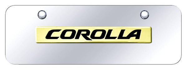 Toyota Corolla Gold on Chrome 3D Bar Mini License Plate - COR.N.GCM