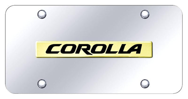 Toyota Corolla Gold on Chrome 3D Bar License Plate - COR.N.GC