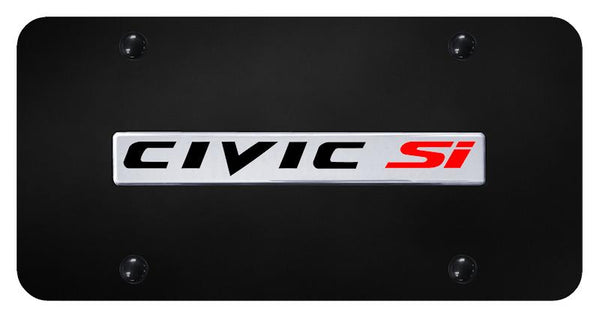 Honda Civic SI Chrome on Black 3D Bar License Plate - CSI.N.CB