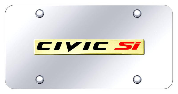 Honda Civic SI Gold on Chrome 3D Bar License Plate - CSI.N.GC