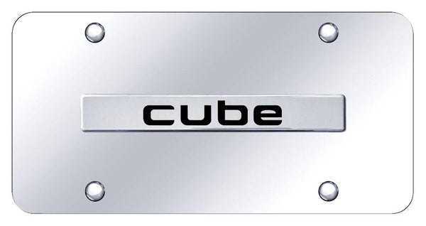 Nissan Cube Chrome on Chrome 3D Bar License Plate - CUBE.N.CC