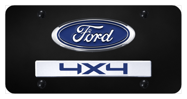 Ford Dual Ford/4X4 License Plate - Chrome on Black License Plate - D.4FD.CB