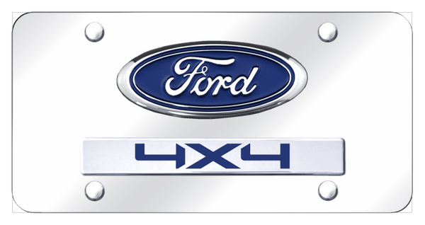 Ford Dual Ford/4X4 License Plate - Chrome on Mirrored License Plate - D.4FD.CC