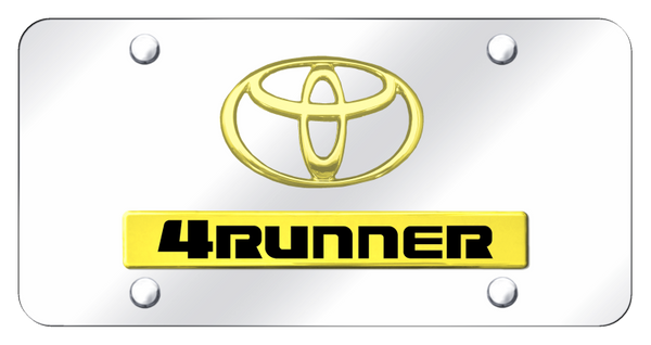 Toyota Dual 4Runner License Plate - Gold on Mirrored License Plate - D.4RU.GC