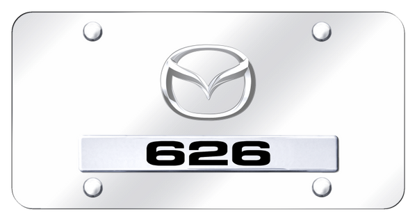 Mazda Dual Mazda 626 (New) License Plate - Chrome on Mirrored License Plate - D.626.2.CC