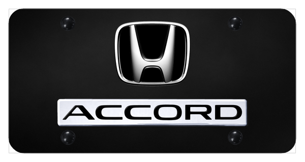 Honda Dual Accord License Plate - Chrome on Black License Plate - D.ACC.CB