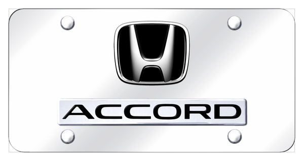 Honda Dual Accord License Plate - Chrome on Mirrored License Plate - D.ACC.CC