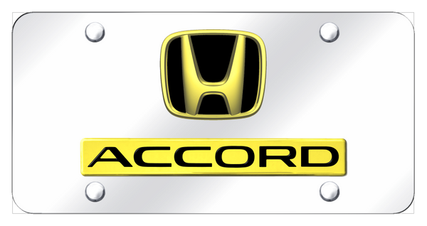 Honda Dual Accord License Plate - Gold on Mirrored License Plate - D.ACC.GC