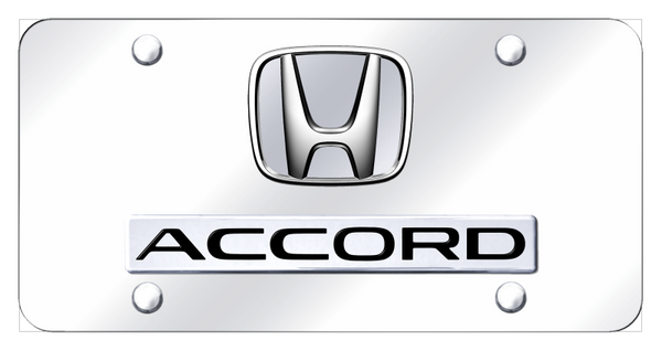 Honda Dual Accord (No Fill) License Plate - Chrome on Mirrored License Plate - D.ACC.P.CC