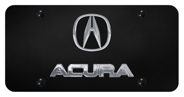 Acura Dual Acura License Plate - Chrome on Black License Plate - D.ACU.CB