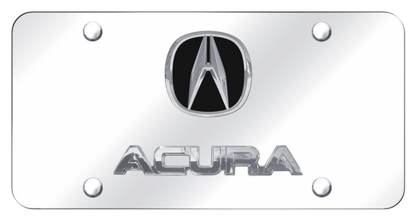 Acura Dual Acura License Plate - Chrome on Mirrored License Plate - D.ACU.CC