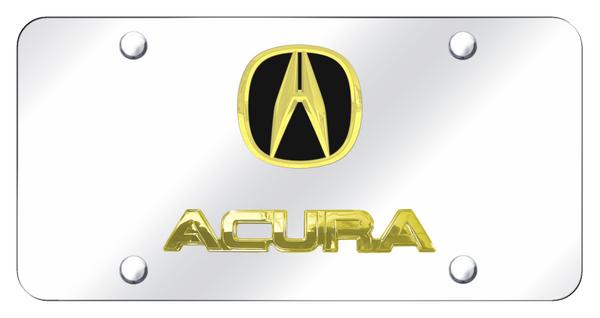 Acura Dual Acura License Plate - Gold on Mirrored License Plate - D.ACU.GC