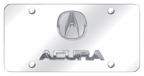 Acura Dual Acura (No Fill) License Plate - Chrome on Mirrored License Plate - D.ACU.P.CC