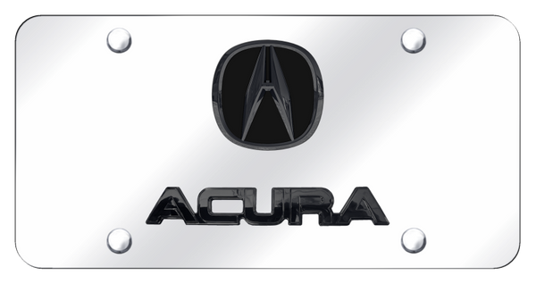 Acura Dual Acura License Plate - Black Pearl on Mirrored License Plate - D.ACU.PC