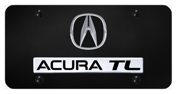 Acura Dual Acura TL License Plate - Chrome on Black License Plate - D.ATL.CB