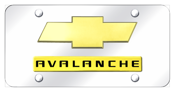 Chevrolet Dual Avalanche (New) License Plate - Gold on Mirrored License Plate - D.AVL.2.GC