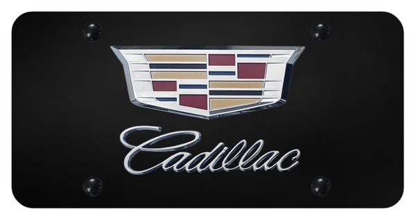 Cadillac Dual Cadillac 2014 License Plate - Chrome on Black License Plate - D.CAD3.CB