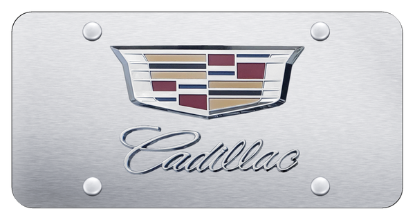 Cadillac Dual Cadillac 2014 License Plate - Chrome on Brushed License Plate - D.CAD3.CS