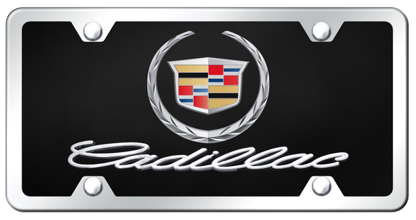 Cadillac Dual Cadillac (New) Plate Kit - Chrome on Black License Plate - D.CAD.2.CBK