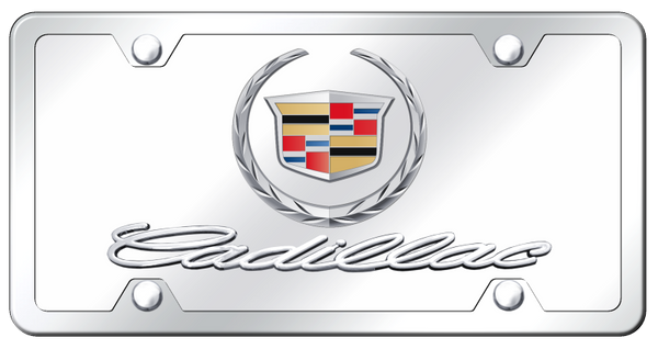 Cadillac Dual Cadillac (New) Plate Kit - Chrome on Mirrored License Plate - D.CAD.2.CCK