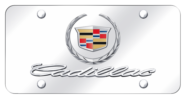 Cadillac Dual Cadillac (New) License Plate - Chrome on Mirrored License Plate - D.CAD.2.CC