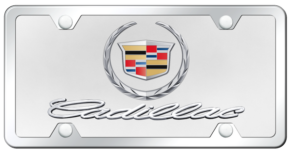 Cadillac Dual Cadillac (New) Plate Kit - Chrome on White License Plate - D.CAD.2.CWK