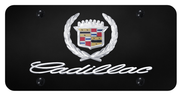 Cadillac Dual Cadillac License Plate - Chrome on Black License Plate - D.CAD.CB