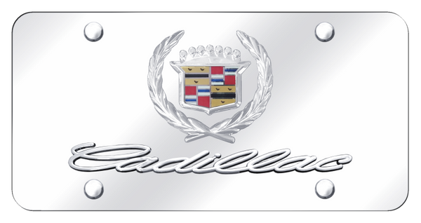 Cadillac Dual Cadillac License Plate - Chrome on Mirrored License Plate - D.CAD.CC