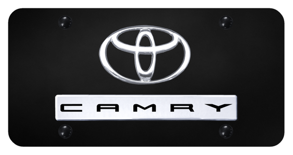 Toyota Dual Camry License Plate - Chrome on Black License Plate - D.CAM.CB