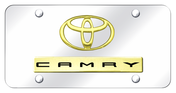 Toyota Dual Camry License Plate - Gold on Mirrored License Plate - D.CAM.GC