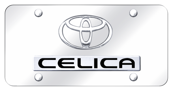 Toyota Dual Celica License Plate - Chrome on Mirrored License Plate - D.CEL.CC