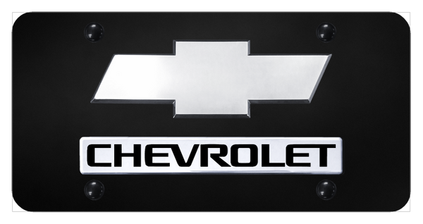 Chevrolet Dual Chevrolet (New) License Plate - Chrome on Black License Plate - D.CHV.2.CB