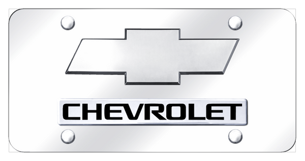 Chevrolet Dual Chevrolet (New) License Plate - Chrome on Mirrored License Plate - D.CHV.2.CC