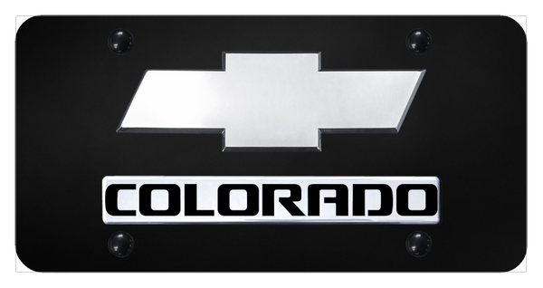 Chevrolet Dual Colorado (New) License Plate - Chrome on Black License Plate - D.COL.2.CB