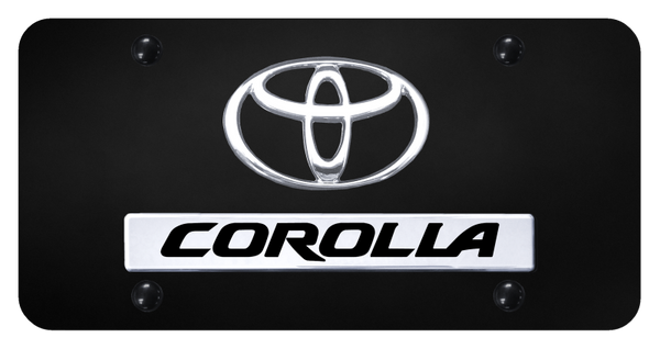 Toyota Dual Corolla License Plate - Chrome on Black License Plate - D.COR.CB