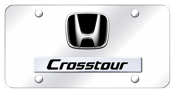 Honda Dual Crosstour License Plate - Chrome on Mirrored License Plate - D.CRT.CC