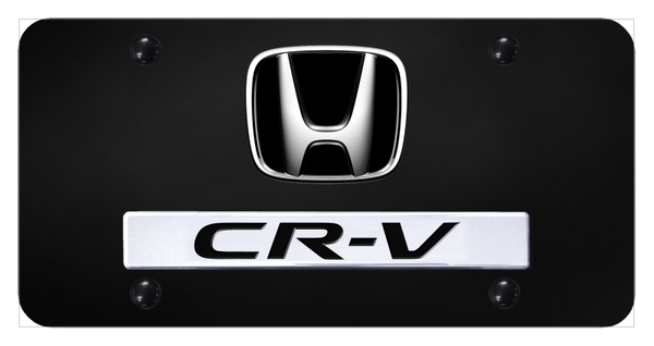 Honda Dual CR-V License Plate - Chrome on Black License Plate - D.CRV.CB