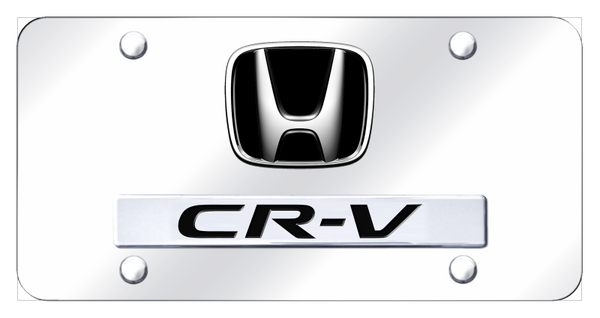 Honda Dual CR-V License Plate - Chrome on Mirrored License Plate - D.CRV.CC