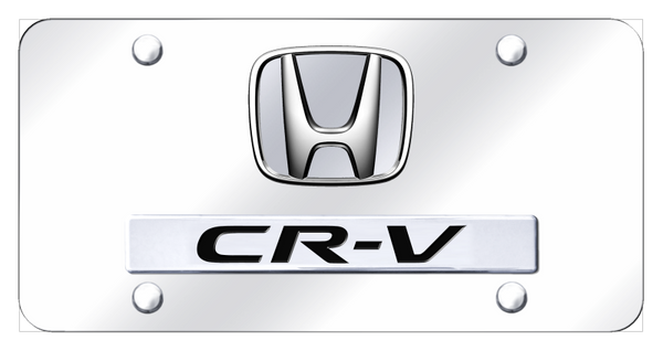 Honda Dual CR-V (No Fill) License Plate - Chrome on Mirrored License Plate - D.CRV.P.CC