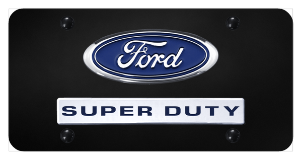 Ford Dual Super Duty License Plate - Chrome on Black License Plate - D.DTY.CB