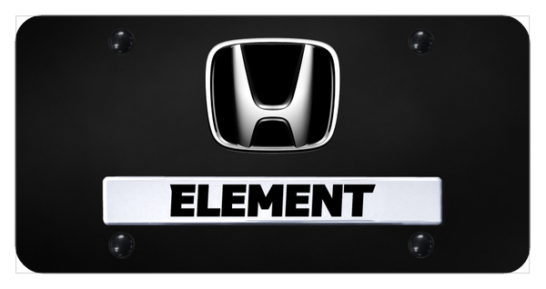 Honda Dual Element License Plate - Chrome on Black License Plate - D.ELE.CB