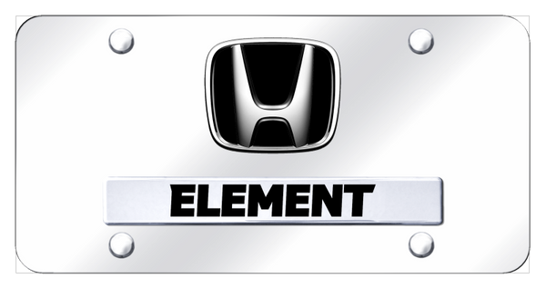 Honda Dual Element License Plate - Chrome on Mirrored License Plate - D.ELE.CC