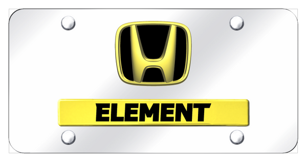 Honda Dual Element License Plate - Gold on Mirrored License Plate - D.ELE.GC